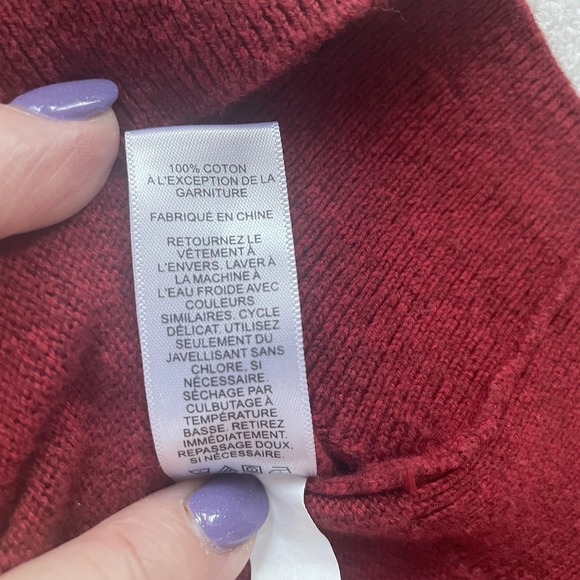 Express V Neck Sweater Men XL Red Cotton Knit Pullover Embroidered Lion Logo - Picture 12 of 13